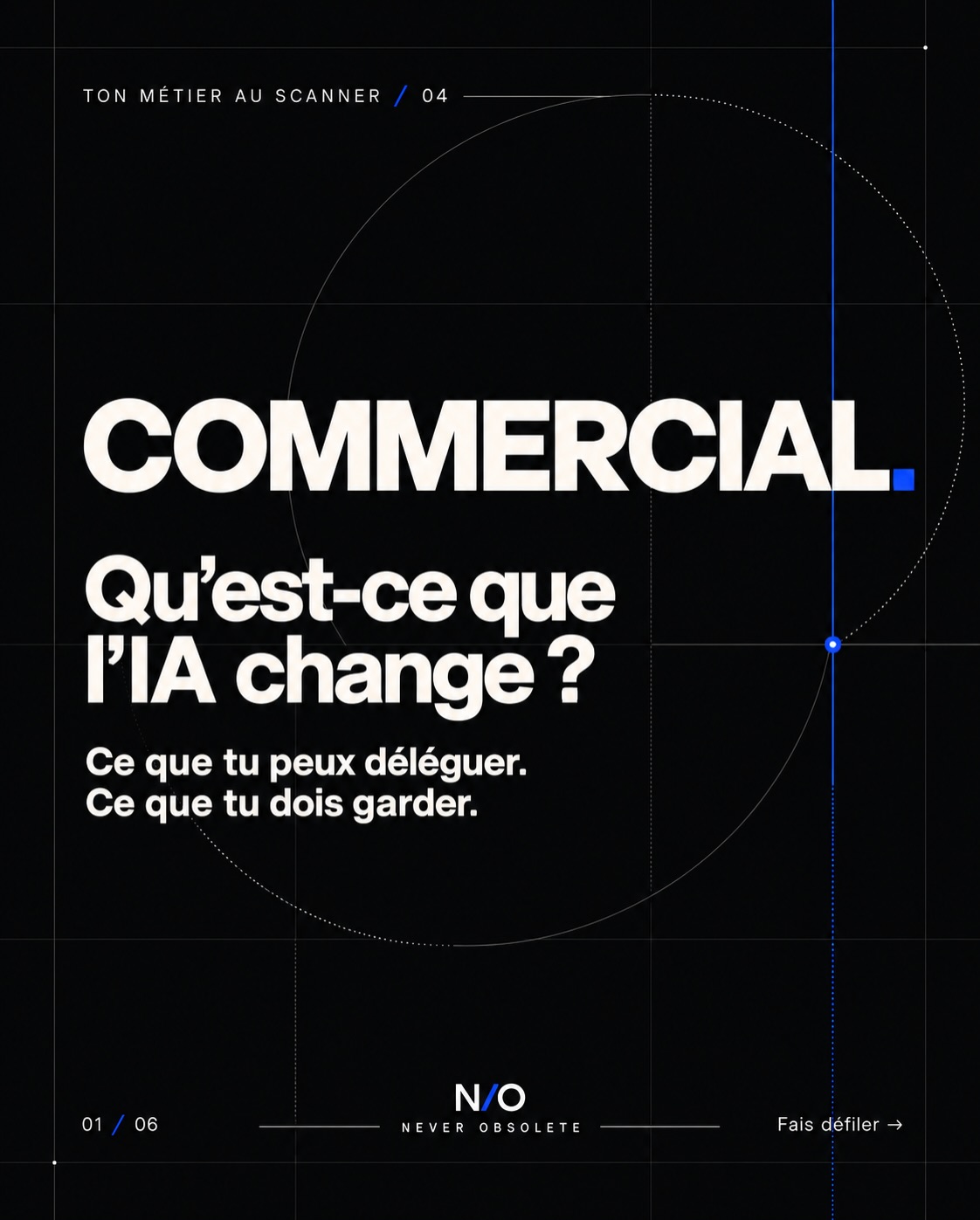 « Je me permets de revenir vers vous. »

Ton prospect a déjà reçu ce message.
Peut-être dix fois cette semaine.

Avec l’IA, préparer une relance devient plus facile.
Donner une raison d’y répondre reste ton travail.

Une bonne relance apporte quelque chose :
→ un besoin reformulé avec précision ;
→ une réponse à une objection ;
→ une prochaine étape concrète.

L’IA peut préparer tes messages, explorer les enjeux du client et t’aider à tester tes arguments.

Mais comprendre un silence, négocier un compromis et tenir une promesse demandent ton jugement.

Avant ta prochaine relance, pose-toi cette question :
« Qu’est-ce que mon client gagne à me répondre ? »

Enregistre ce carousel pour ton prochain suivi commercial.

Pour identifier ce que tu peux déléguer, améliorer et garder dans ton métier : fais ton diagnostic gratuit en 3 minutes sur neverobsolete.fr — lien en bio.

Quelle relance t’a déjà donné envie de répondre ?

#Commercial #Prospection #Vente #IntelligenceArtificielle #NeverObsolete
